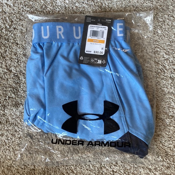 NEW Under Armour Women’s Play Up Shorts 3.0 Horizon Blue/Midnight Navy. Small. - Picture 6 of 8